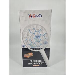 YsChois Electric Fly Swatter Bug Zapper Mosquito Zapper Racket White NEW In Box